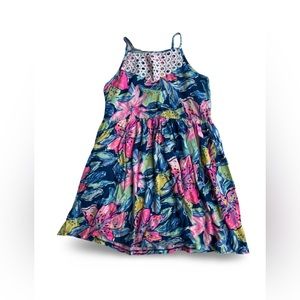 Lilly Pulitzer Girls Beachy Dress in Bright Floral, Size L (8-10), 100% Cotton